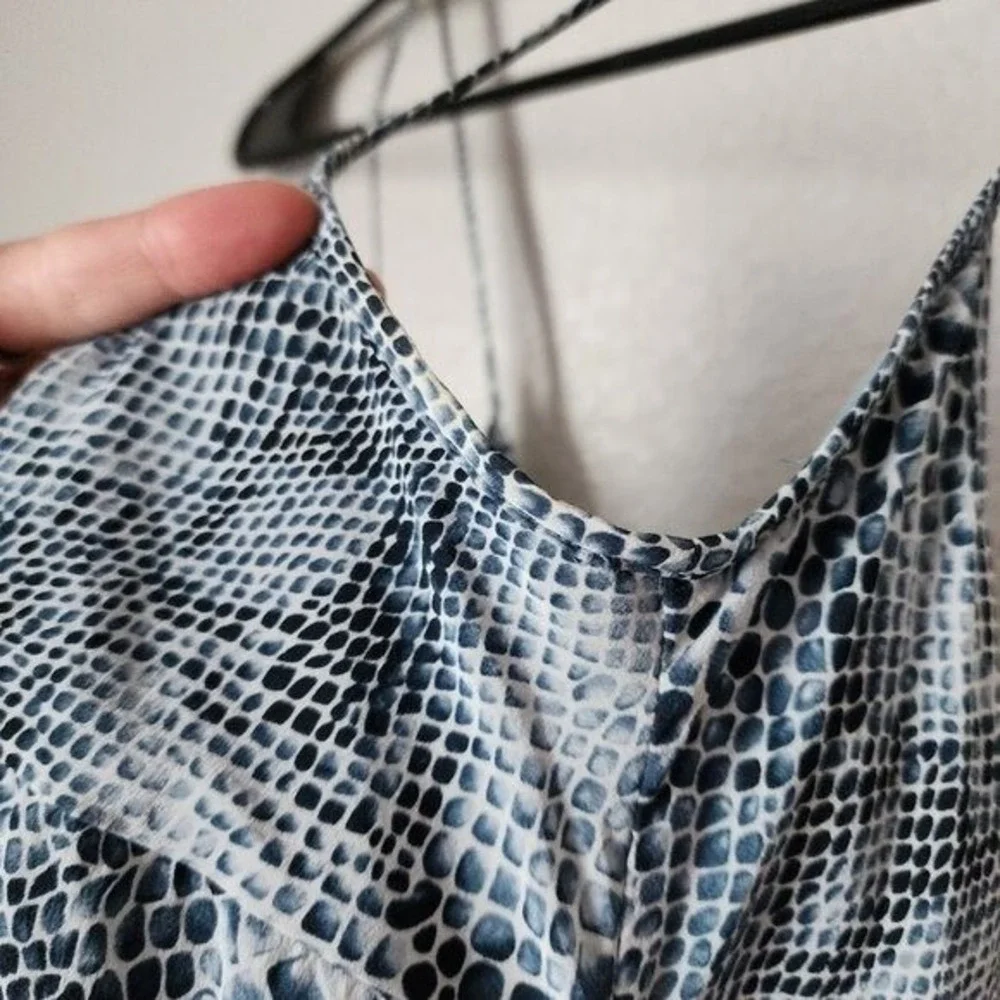 THE LIMITED 100% Silk Snake Print Slip Dress‎ Blue Gray Snakeskin Y2K Size 6